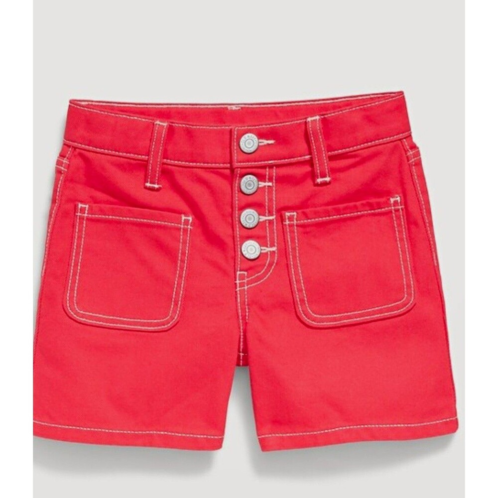 Old Navy High-Rise Built-In Tough Utility Shorts Girls Sz 12 Red Button  Pockets